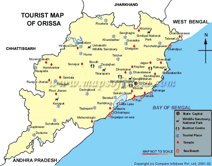 Orissa Travel Map