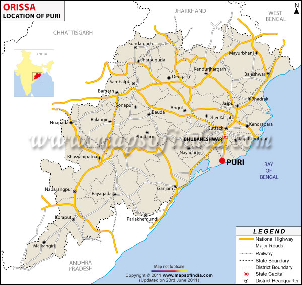 Location Map of Puri