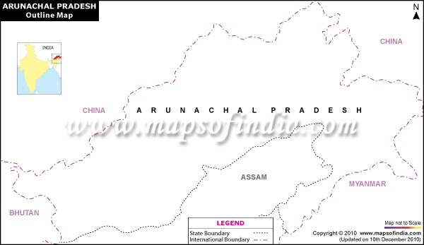 Blank / Outline Map of Arunachal Pradesh