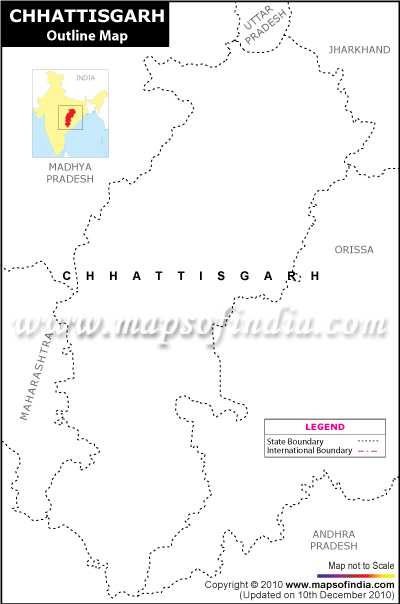 Blank / Outline Map of Chhattisgarh
