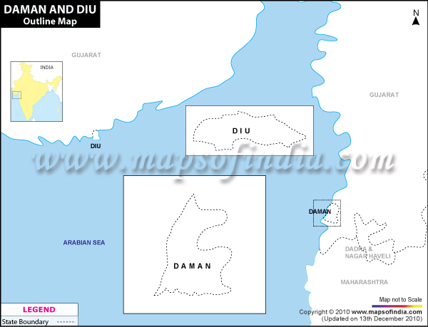 Blank / Outline Map of Daman & Diu