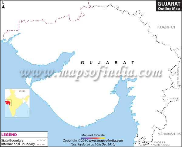 Blank / Outline Map of Gujarat