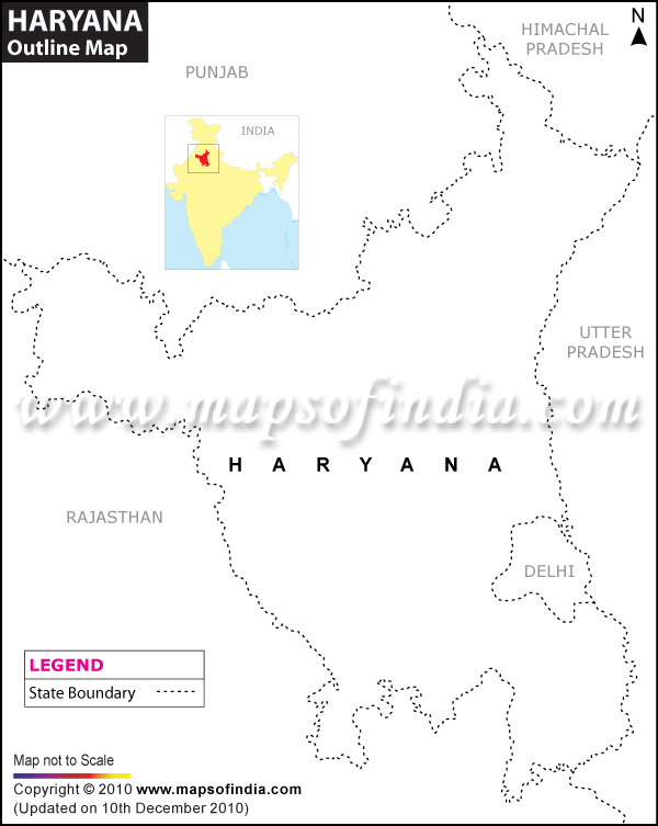 Blank / Outline Map of Haryana