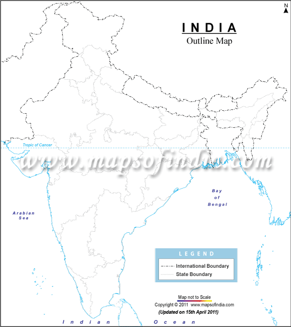 Blank/Outline Map of India