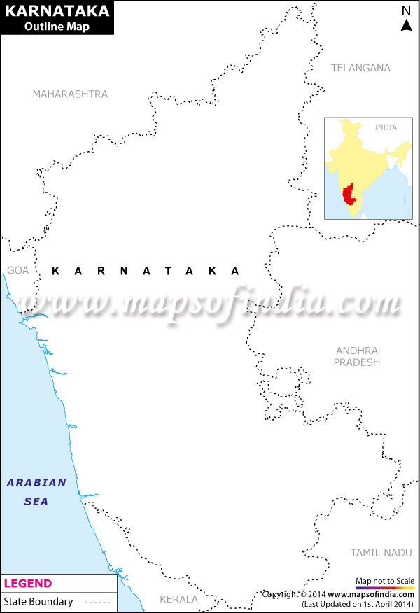 Blank / Outline Map of Karnataka