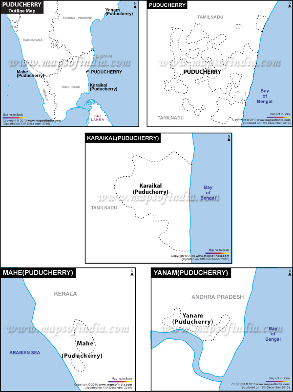 Blank / Outline Map of Pondicherry