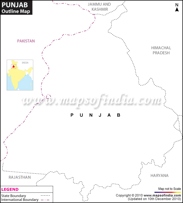 Blank / Outline Map of Punjab