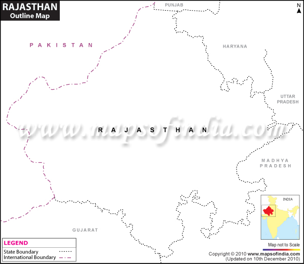 Blank / Outline Map of Rajasthan