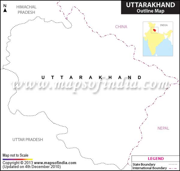 Blank / Outline Map of Uttarakhand/Uttarakhand