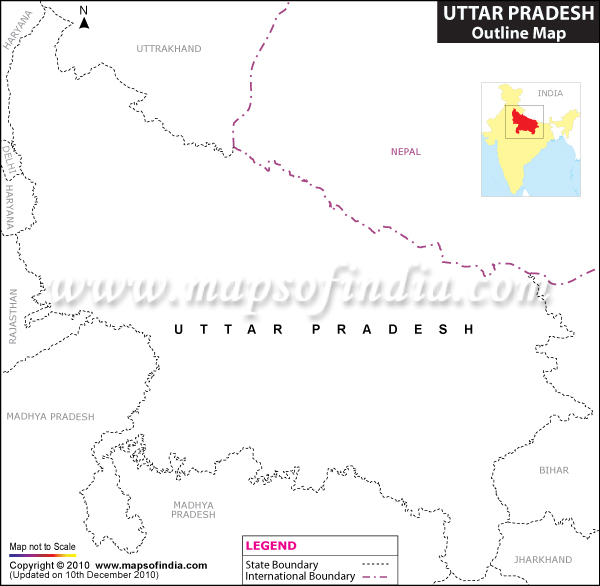Blank / Outline Map of Uttar Pradesh