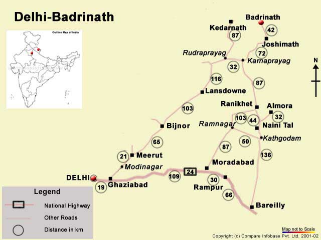Road Map From Delhi to Badrinath