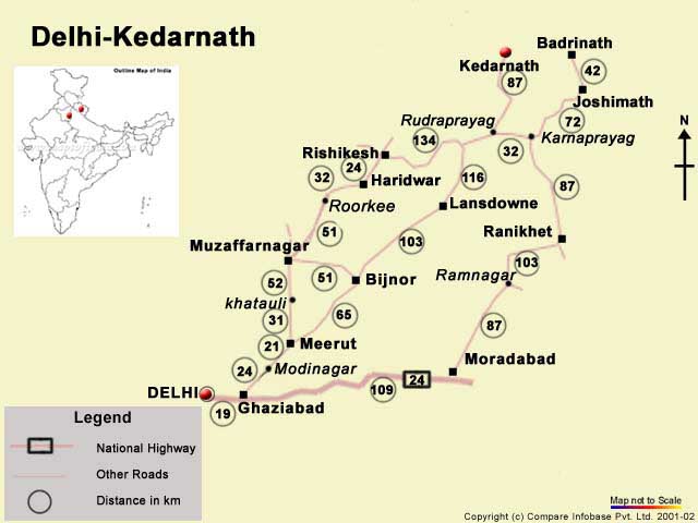 Road Map From Delhi to Kedarnath