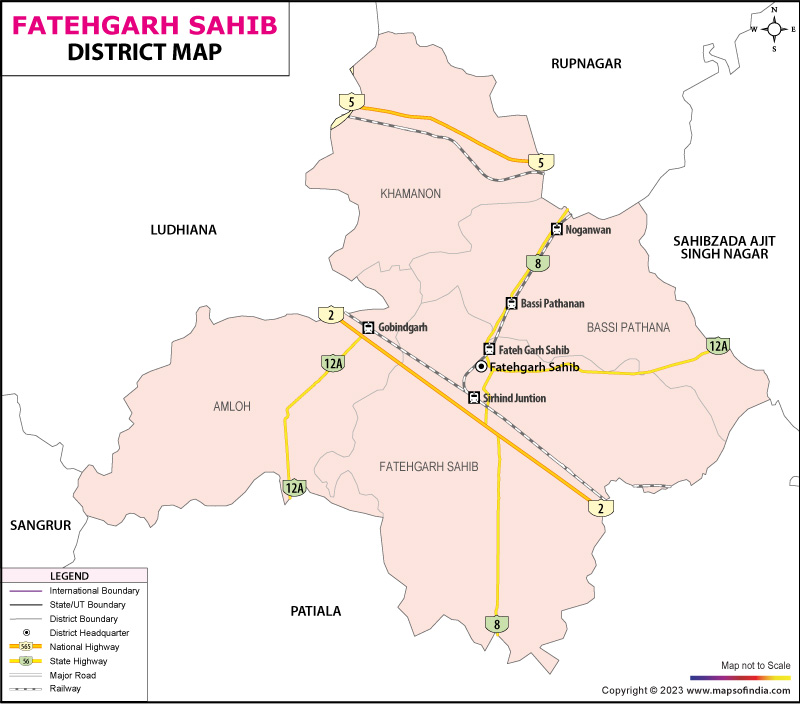 District Map of Fatehgarh Sahib