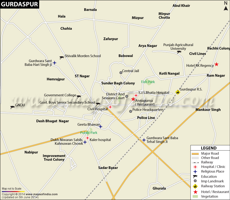 Gurdaspur City Map