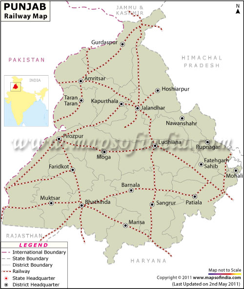 Railway Network Map of Punjab