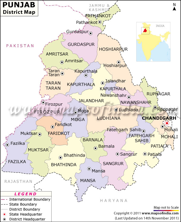 PUNJAB DISTRICT MAP