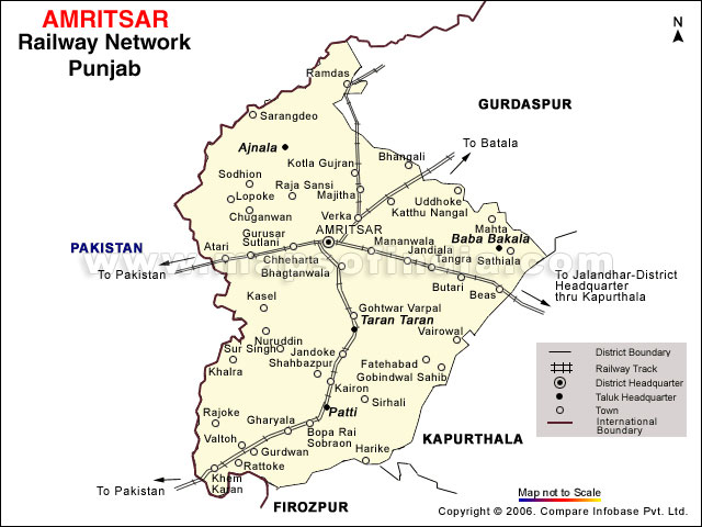 Railway Network Map of Amritsar