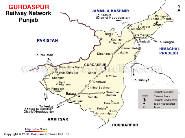 Railway Network Map of Gurdaspur
