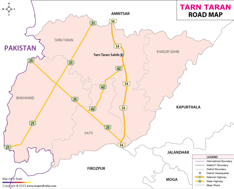 Road Map of Tarn Taran