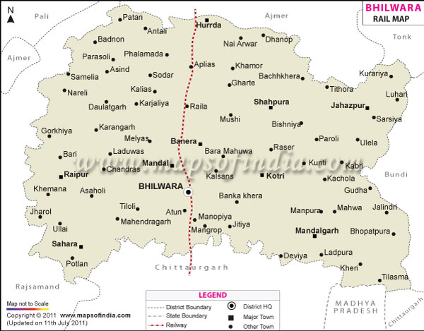 Railway Map of Bhilwara