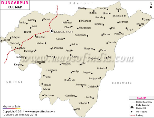 Railway Map of Dungarpur