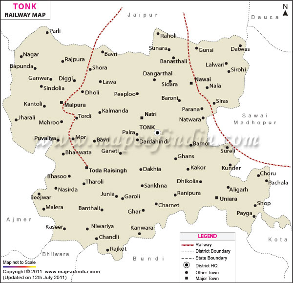 Railway Map of Tonk