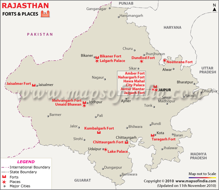 Rajasthan Heritage Destinations Map