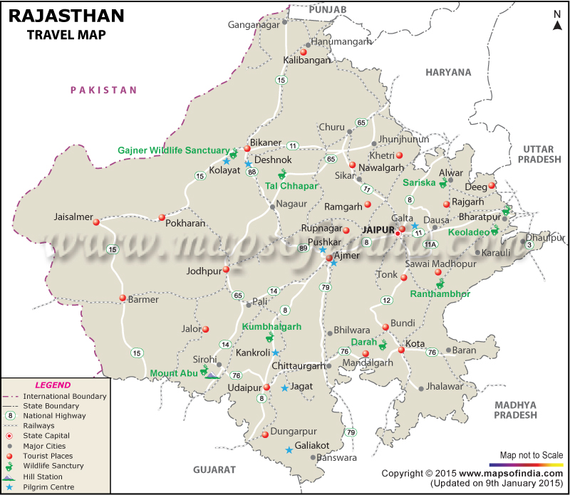 Tourist Map Of Rajasthan