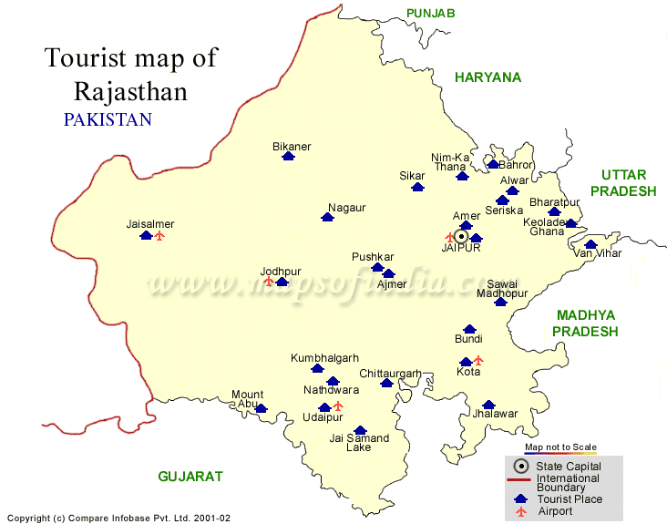 Travel Map of Rajasthan