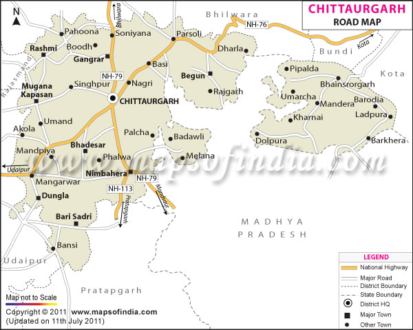 Road Map of Chittorgarh