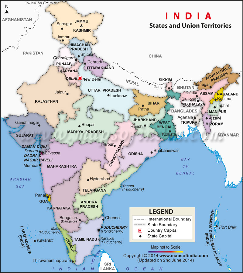 India Political Map for Kids
