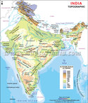 Topographic Map of India