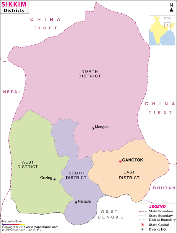 Sikkim District Map