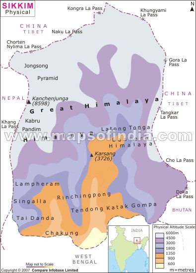 Sikkim Physical Map