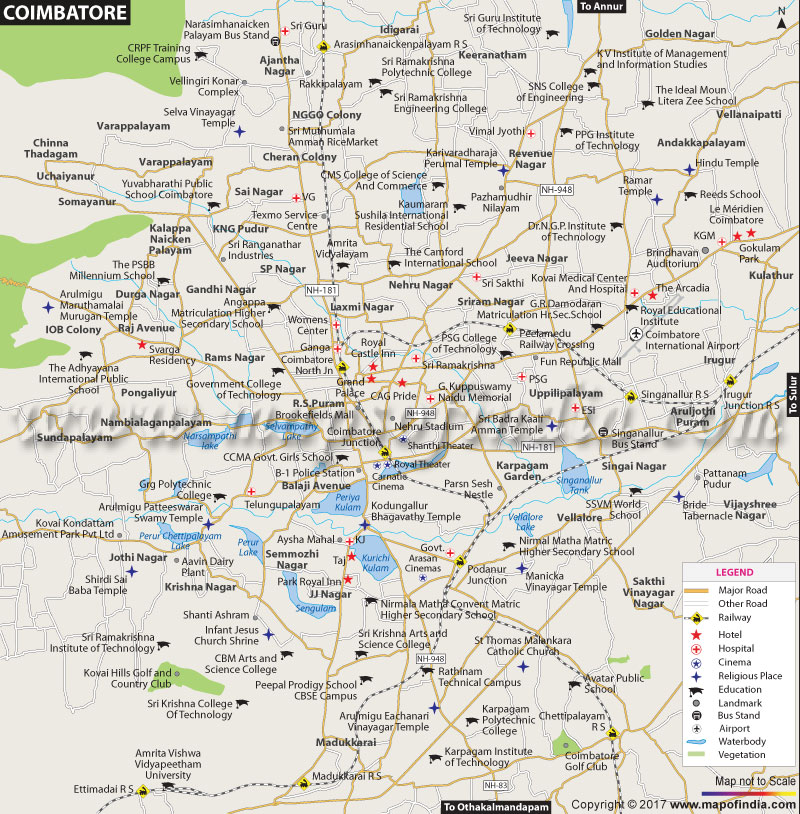 Travel Map of Coimbatore