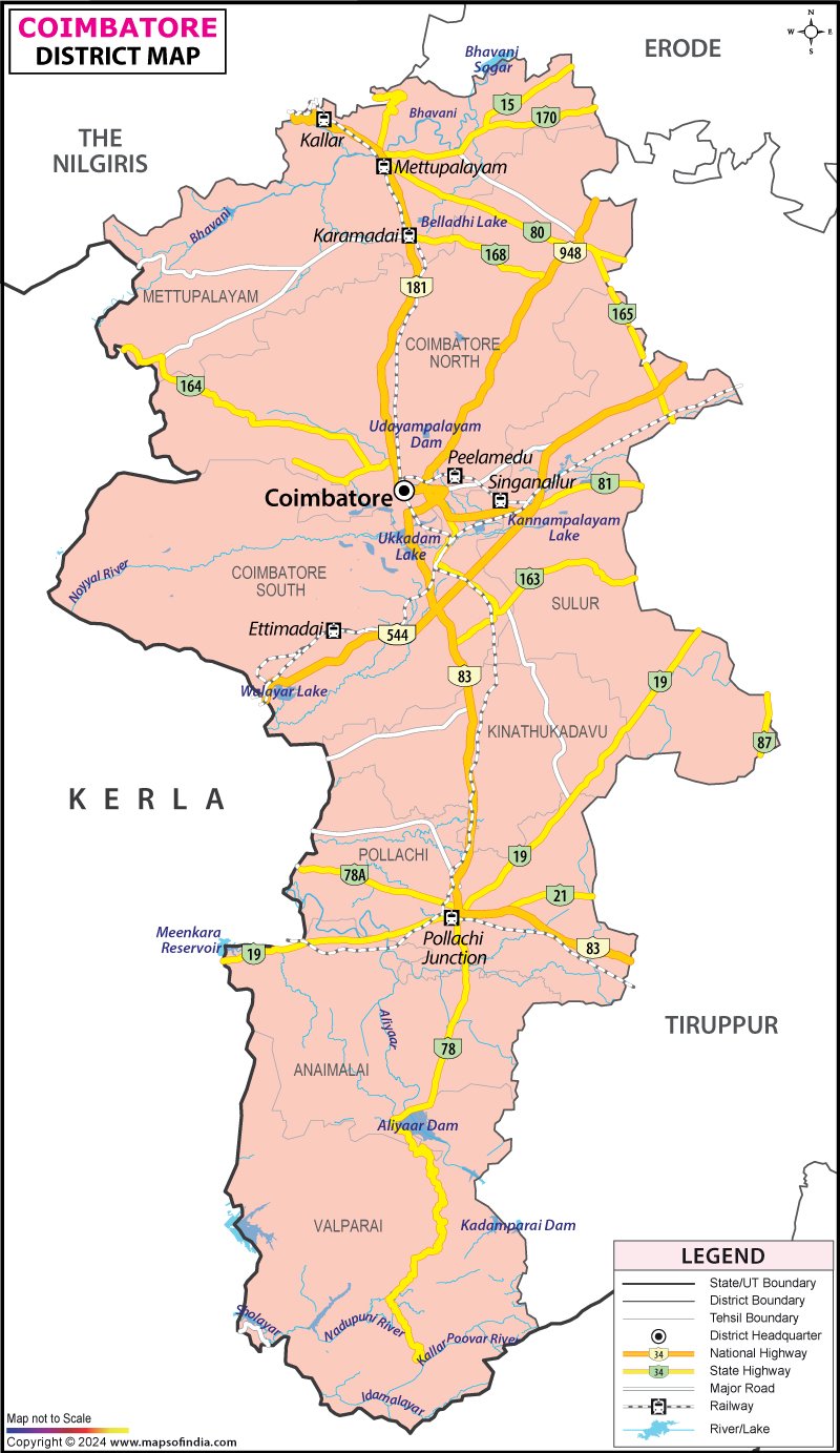 District Map of Coimbatore