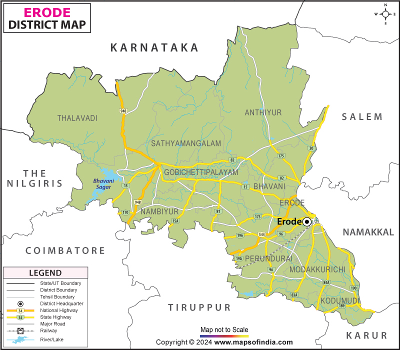 District Map of Erode