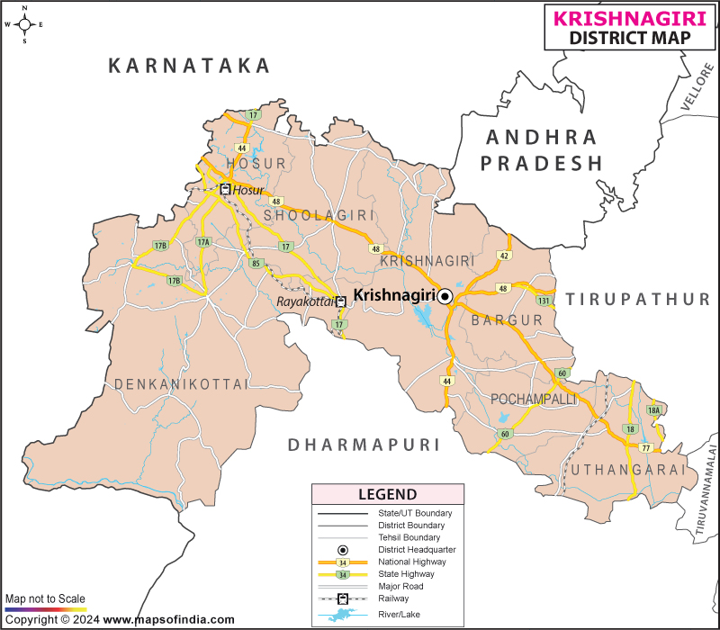 District Map of Krishnagiri