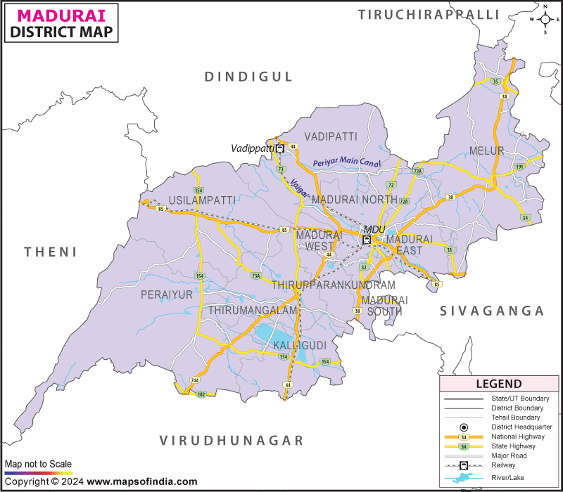 District Map of Madurai