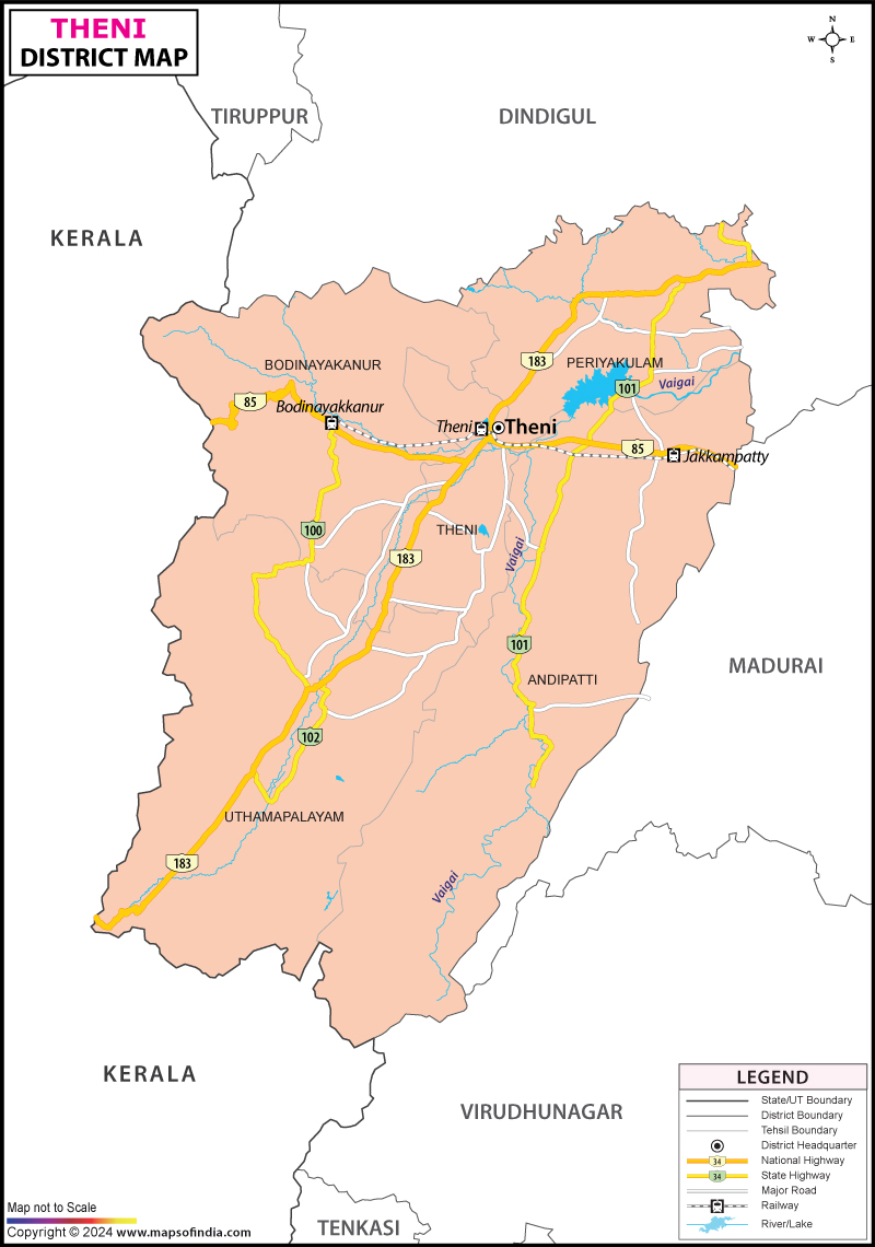 District Map of Theni