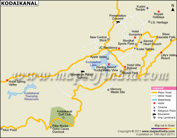 City Map of Kodaikanal