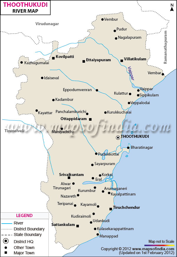 River Map of Thoothukudi (Tuticorin)