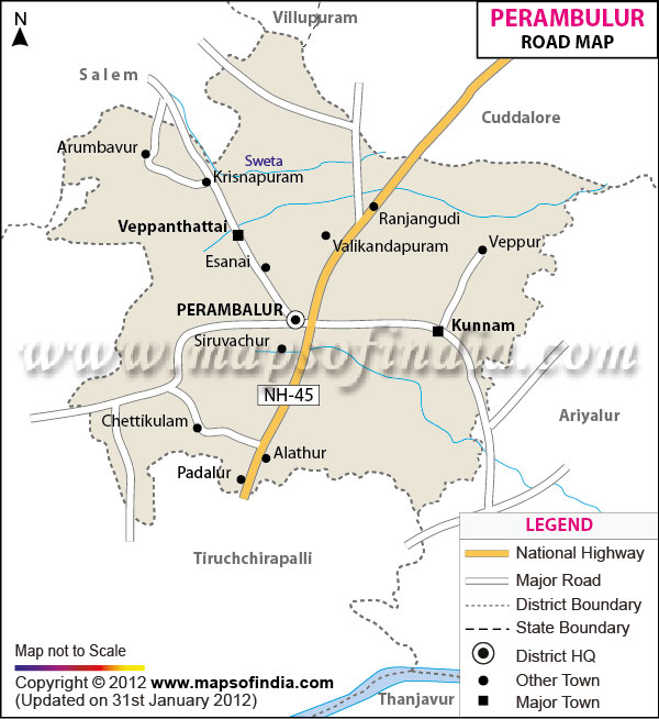 Road Map of Perambalur