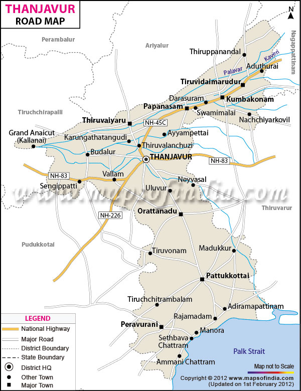 Road Map of Thanjavur