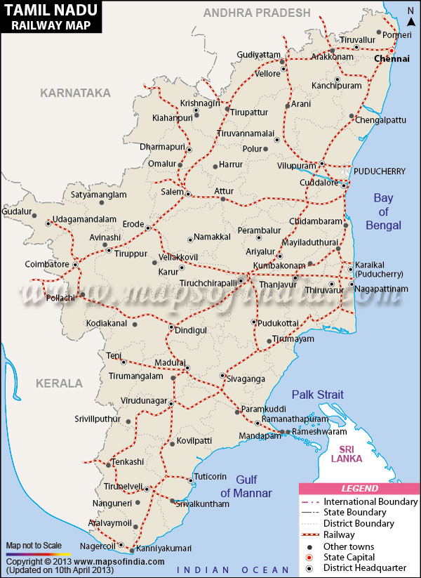 Rail Network Map of Tamil Nadu