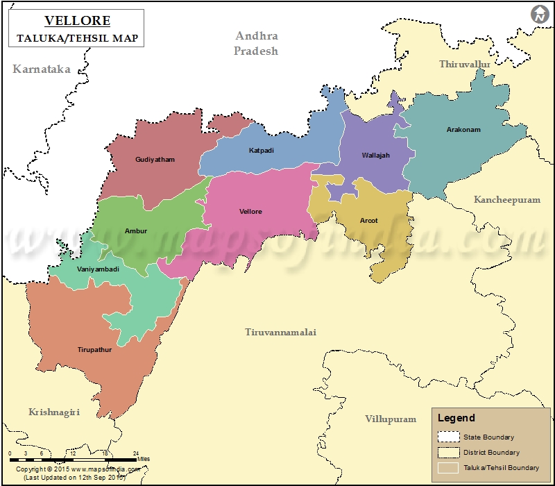 Tehsil Map of Vellore