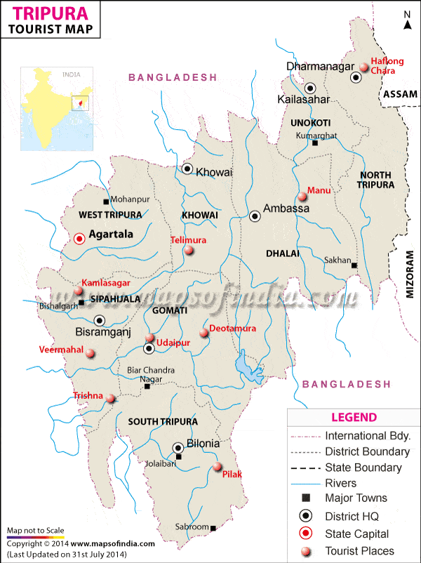 Travel Map of Tripura