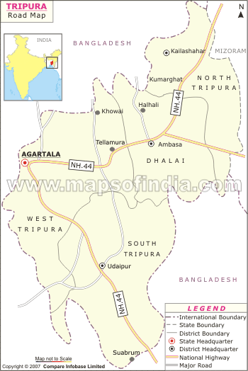 Road Map Of Tripura
