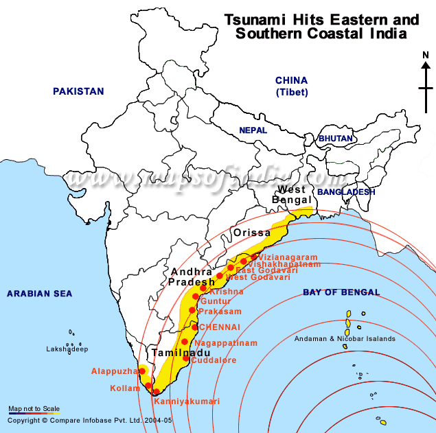 India Tsunami Affected Area Map