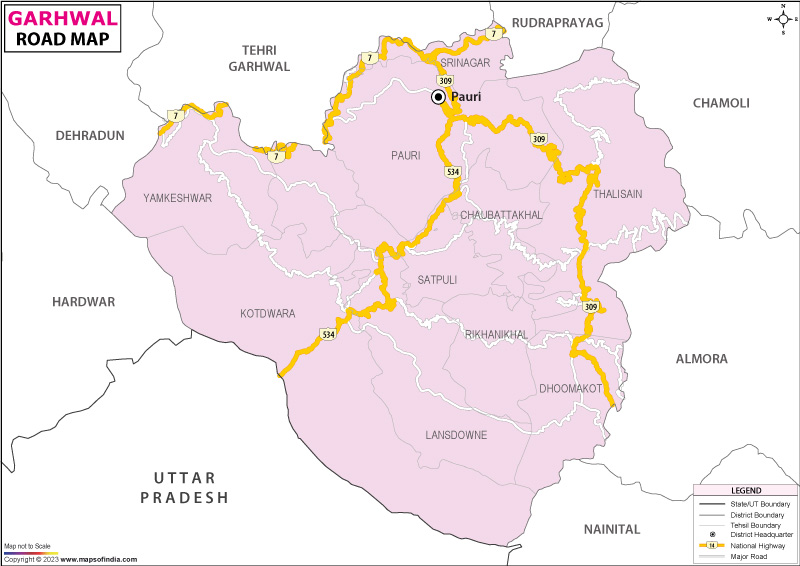 Road Map of Garhwal